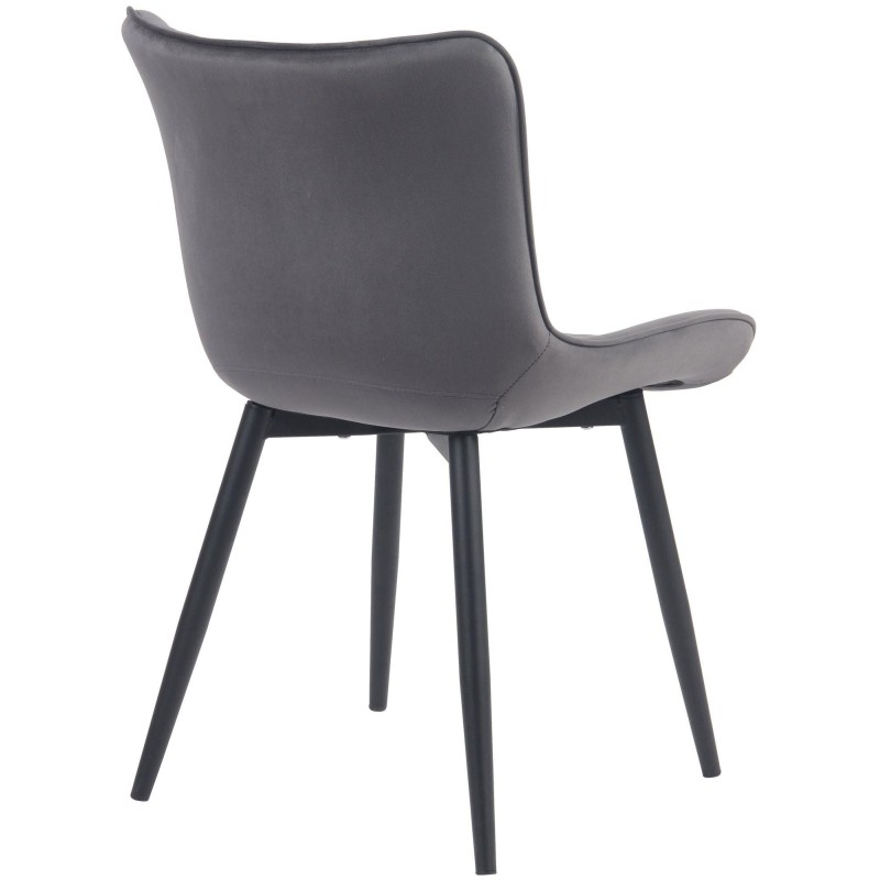 Silla de Confidente KIMET, Patas Metálicas, en Terciopelo color Negro