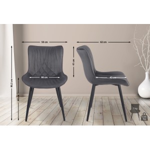 Silla de Confidente KIMET, Patas Metálicas, en Terciopelo color Negro