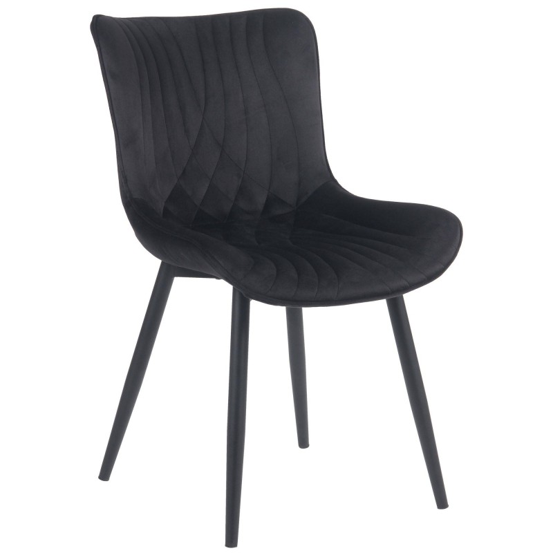 Silla de Confidente KIMET, Patas Metálicas, en Terciopelo color Negro