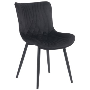 Silla de Confidente KIMET, Patas Metálicas, en Terciopelo color Negro