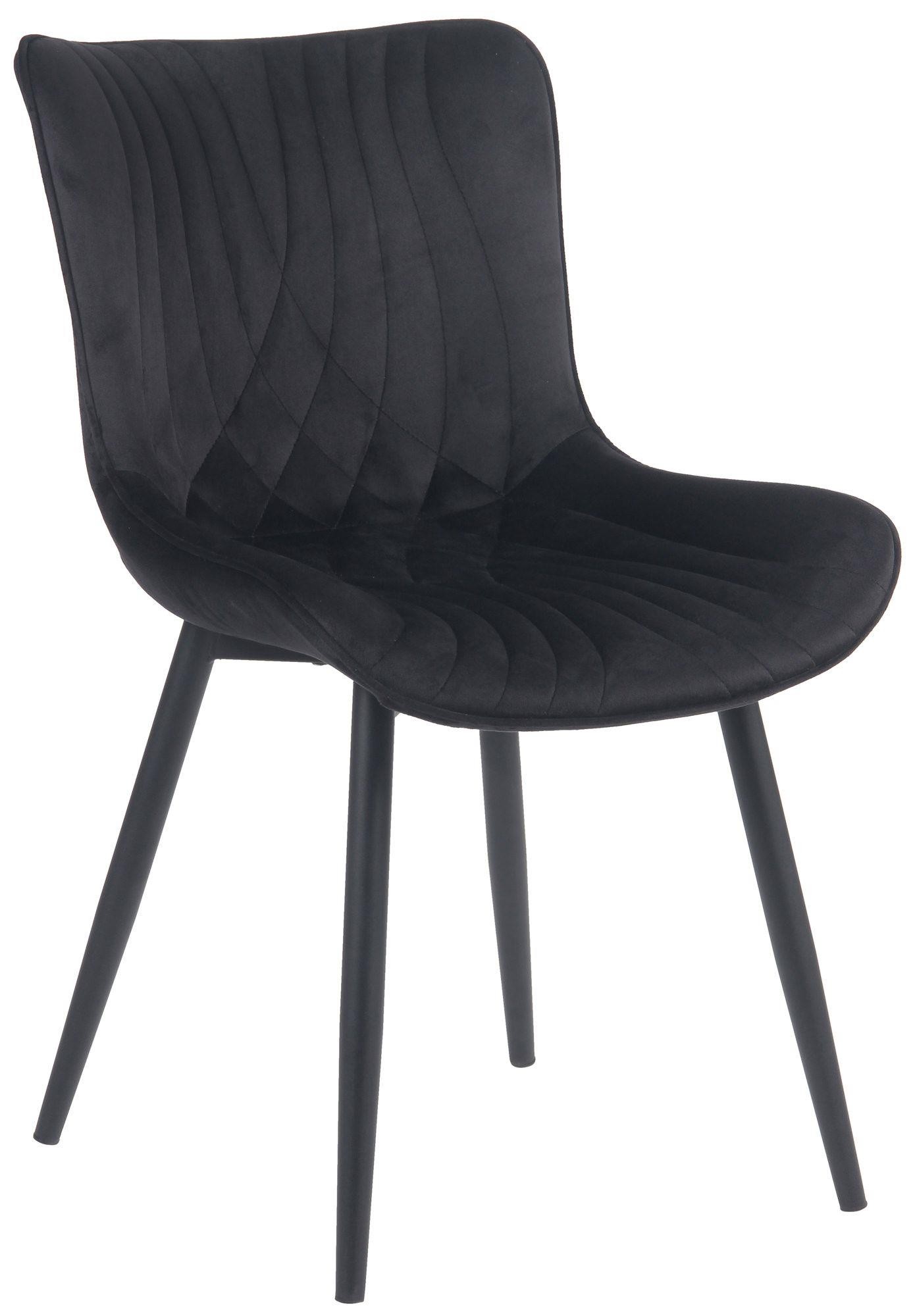 Silla de Confidente KIMET, Grueso Acolchado, Patas Metálicas, en Terciopelo color Negro