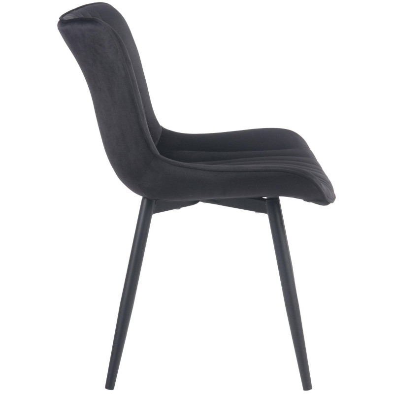 Silla de Confidente KIMET, Patas Metálicas, en Terciopelo color Negro