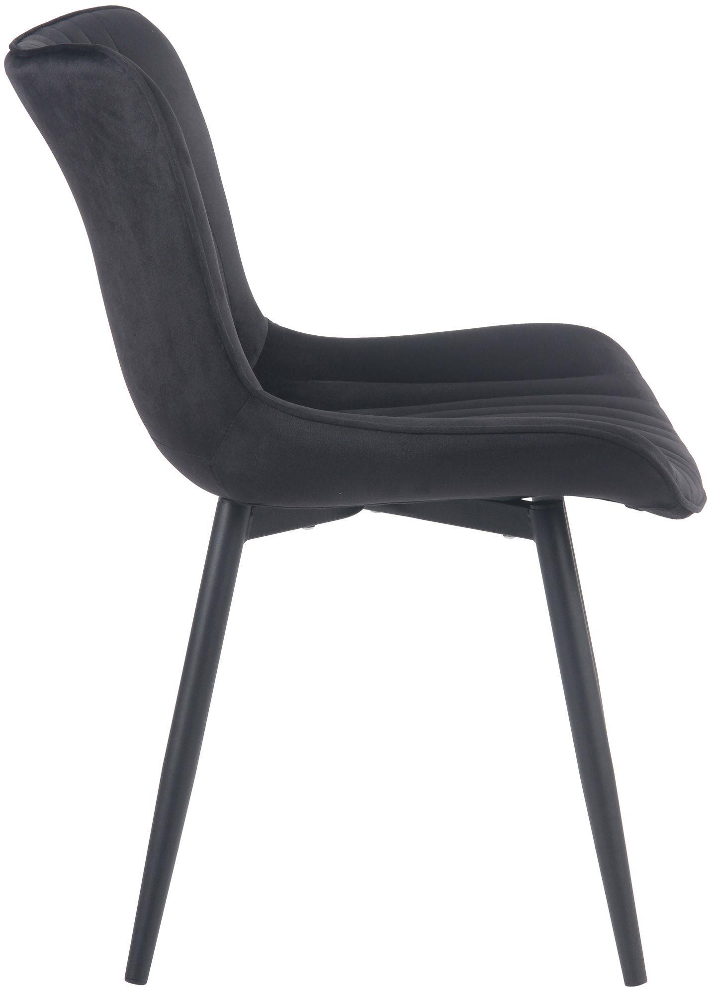 Silla de Confidente KIMET, Grueso Acolchado, Patas Metálicas, en Terciopelo color Negro