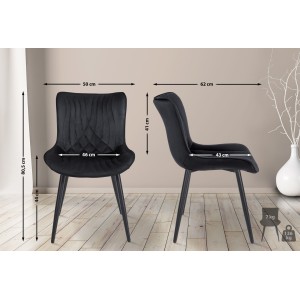 Silla de Confidente KIMET, Patas Metálicas, en Terciopelo color Negro