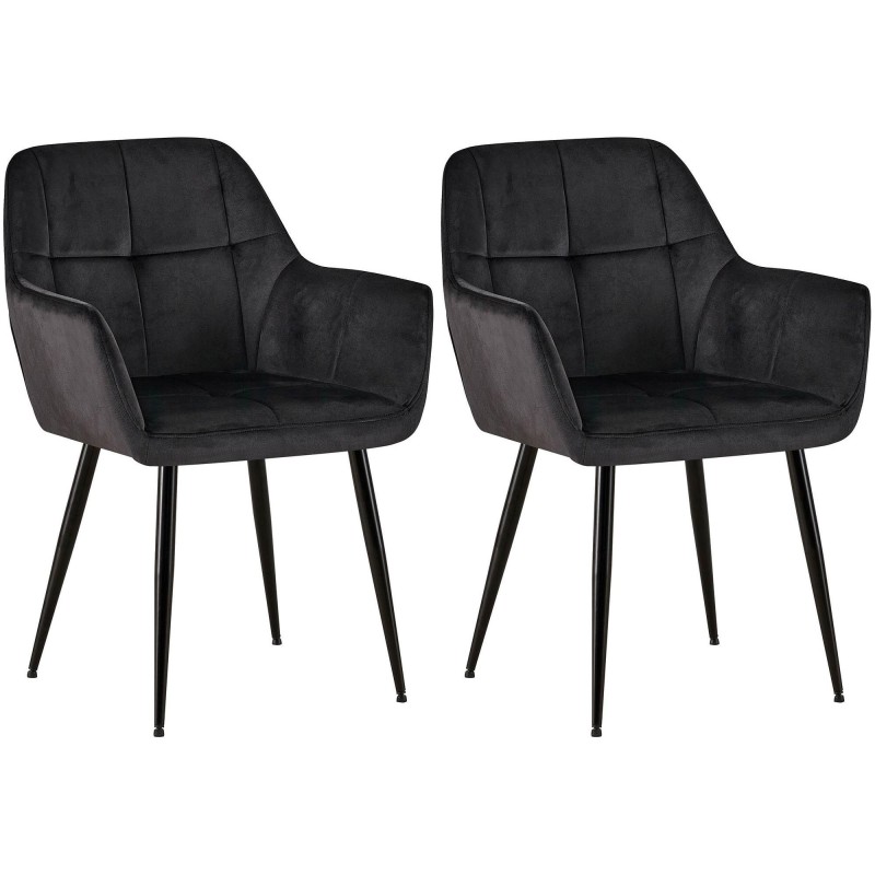 Lote de 2 Sillas de Confidente AMISA en Terciopelo color Negro