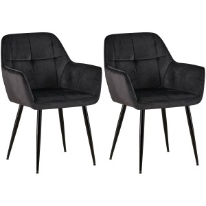 Lote de 2 Sillas de Confidente AMISA en Terciopelo color Negro