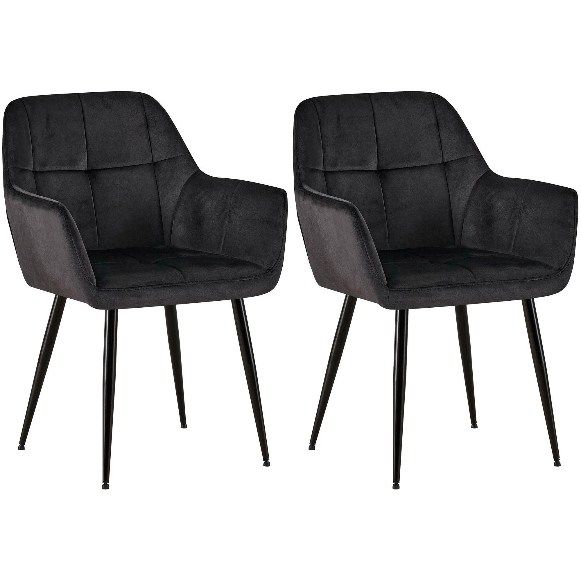 Lote de 2 Sillas de Confidente AMISA, Patas Metálicas, en Terciopelo color Negro