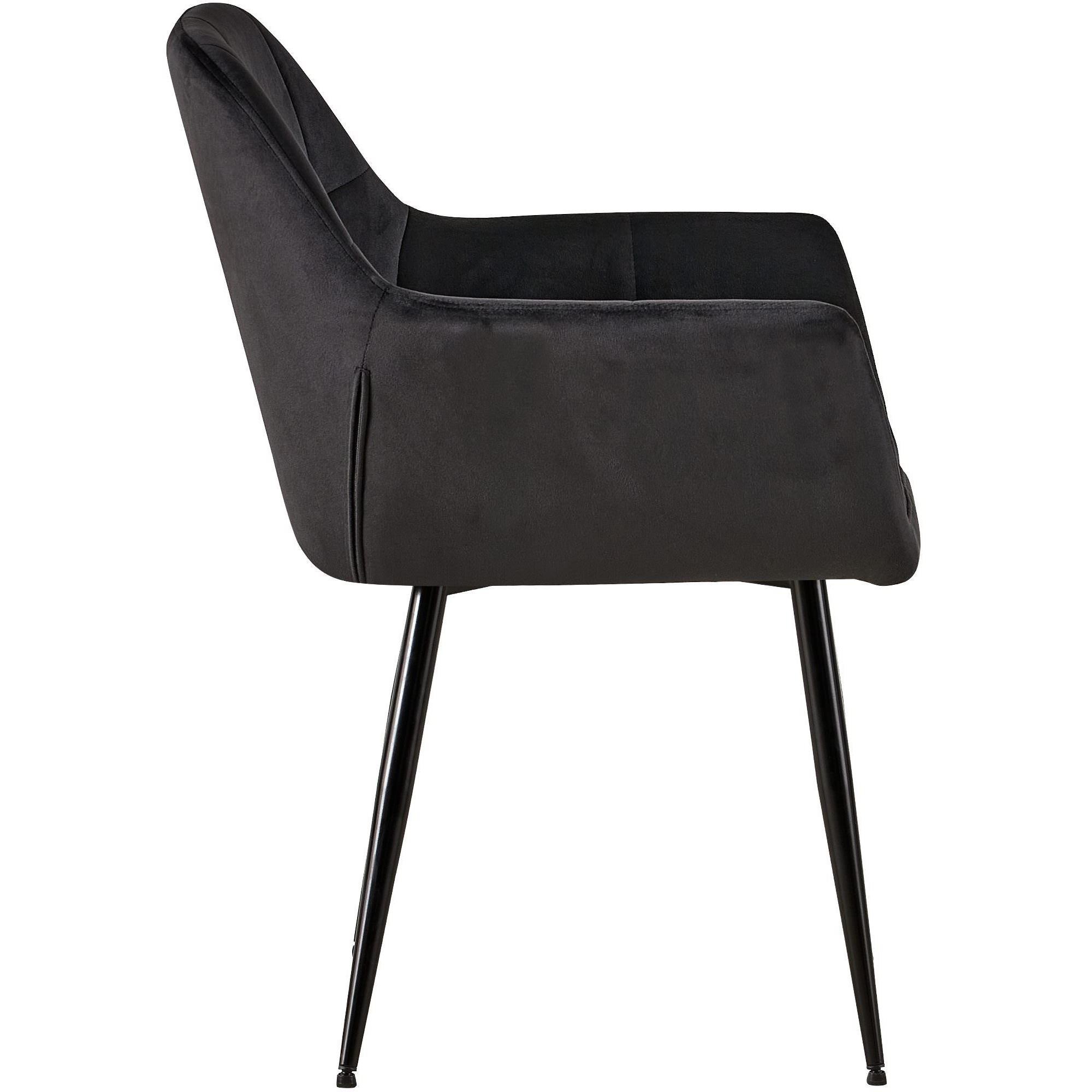 Lote de 2 Sillas de Confidente AMISA, Patas Metálicas, en Terciopelo color Negro