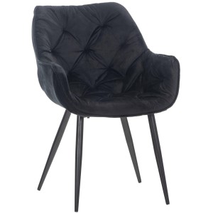 Silla de Confidente TEXAS, Patas Metálicas Negras, en Terciopelo color Negro