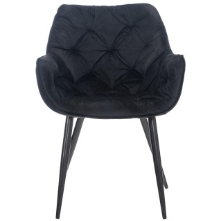 Silla de Confidente TEXAS, Patas Metálicas Negras, en Terciopelo color Negro 2