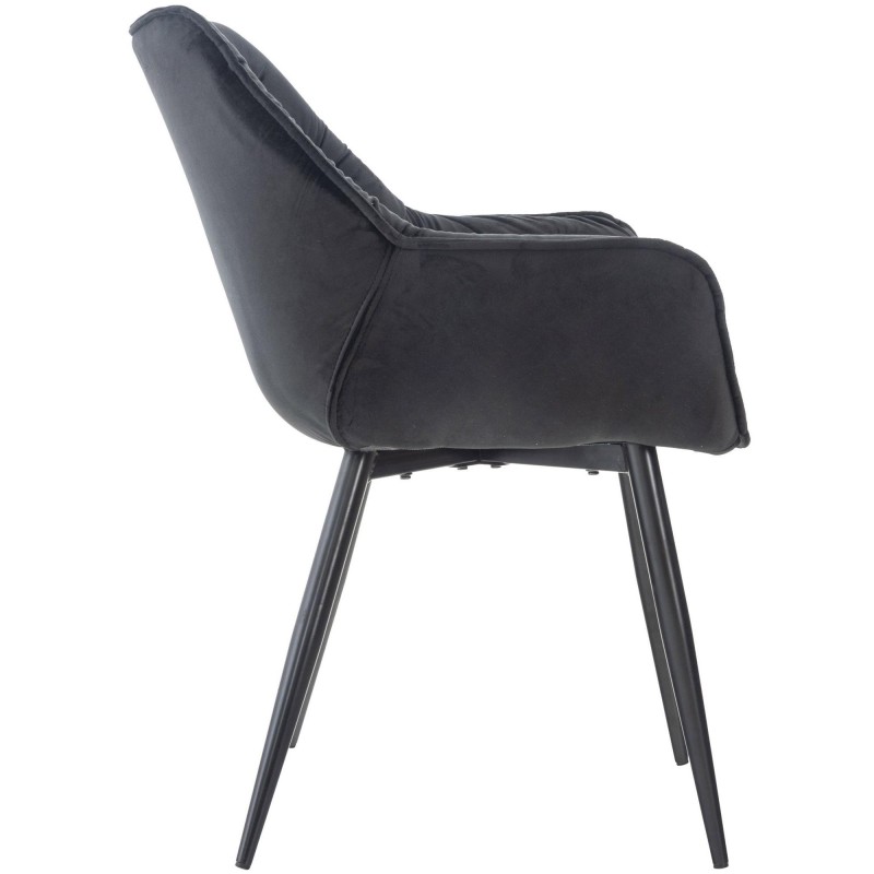 Silla de Confidente TEXAS, Patas Metálicas Negras, en Terciopelo color Negro