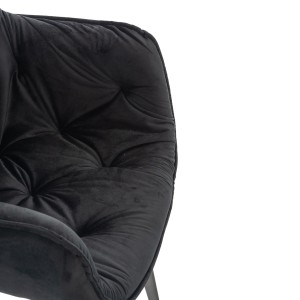 Silla de Confidente TEXAS, Patas Metálicas Negras, en Terciopelo color Negro