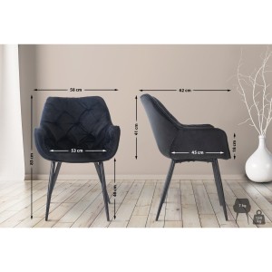 Silla de Confidente TEXAS, Patas Metálicas Negras, en Terciopelo color Negro