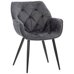 Silla de Confidente TEXAS, Patas Metálicas Negras, en Terciopelo color Negro