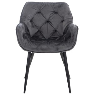 Silla de Confidente TEXAS, Patas Metálicas Negras, en Terciopelo color Negro