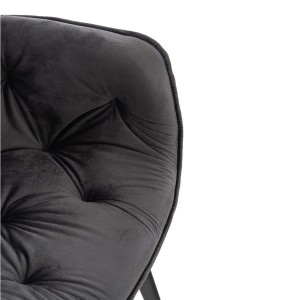Silla de Confidente TEXAS, Patas Metálicas Negras, en Terciopelo color Negro