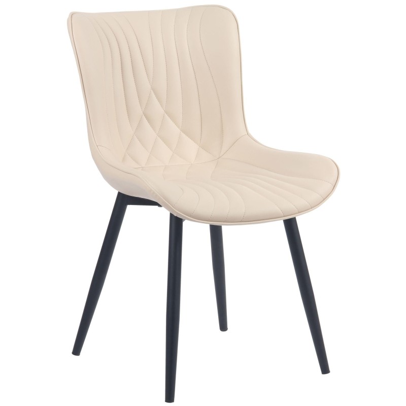 Silla de Confidente KIMET, Patas Metálicas, en Piel color Negro