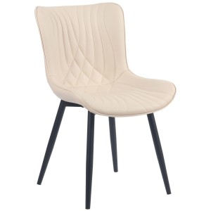Silla de Confidente KIMET, Patas Metálicas, en Piel color Negro