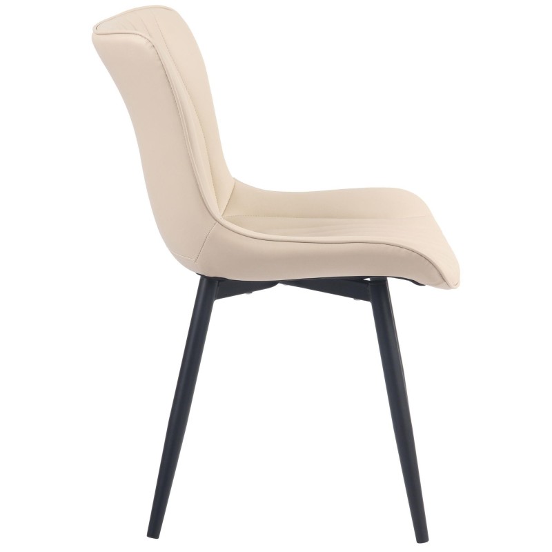 Silla de Confidente KIMET, Patas Metálicas, en Piel color Negro