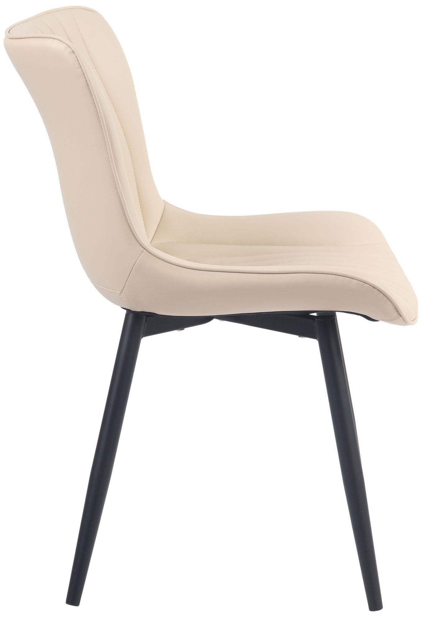 Silla de Confidente KIMET, Grueso Acolchado, Patas Metálicas, en Piel color Negro