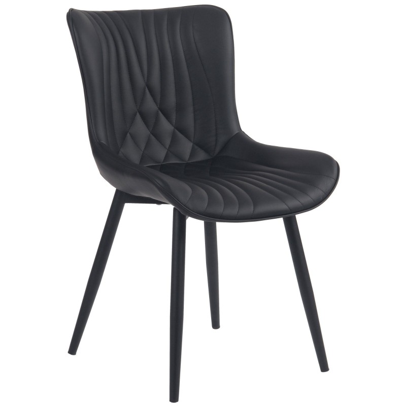 Silla de Confidente KIMET, Patas Metálicas, en Piel color Negro