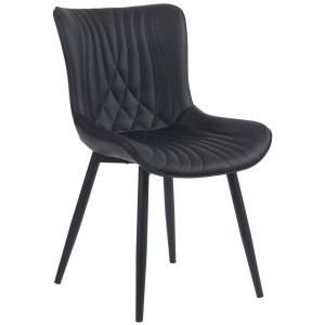 Silla de Confidente KIMET, Patas Metálicas, en Piel color Negro