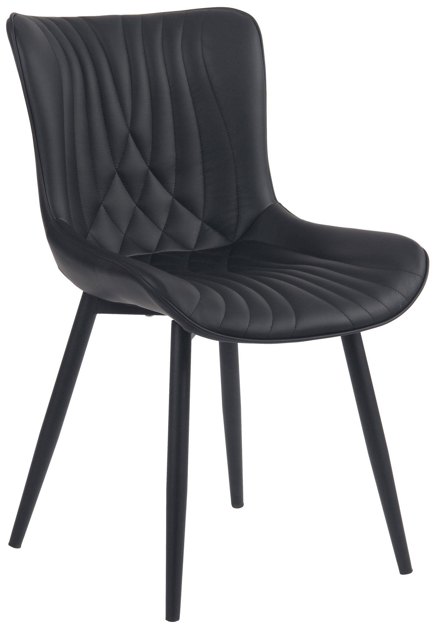 Silla de Confidente KIMET, Grueso Acolchado, Patas Metálicas, en Piel color Negro