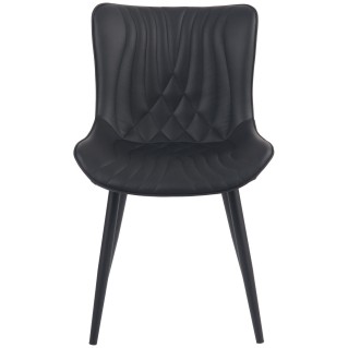 Silla de Confidente KIMET, Patas Metálicas, en Piel color Negro 2