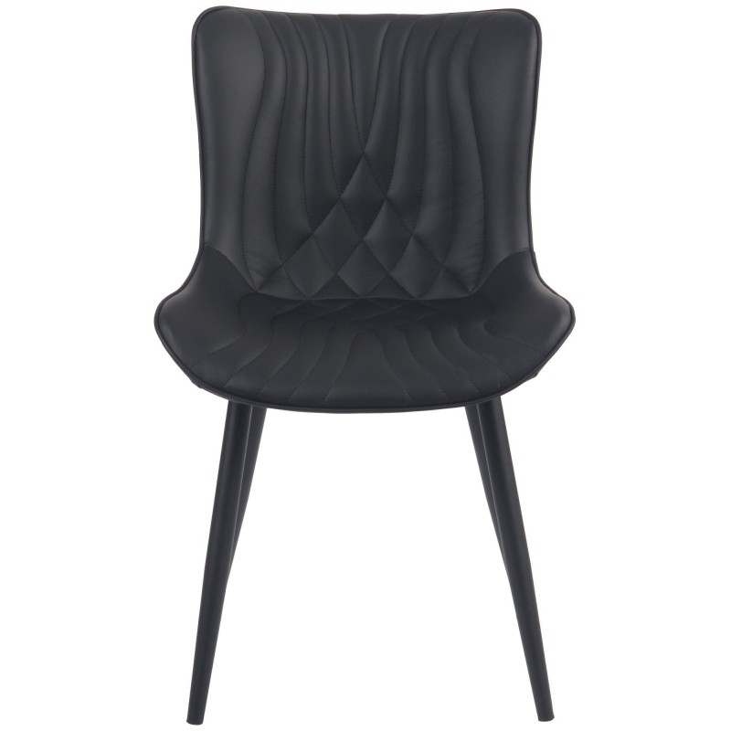 Silla de Confidente KIMET, Patas Metálicas, en Piel color Negro