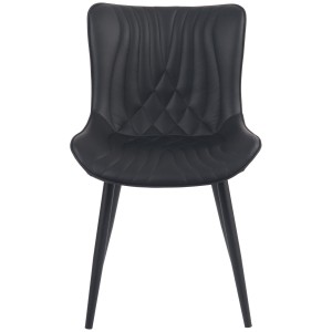 Silla de Confidente KIMET, Patas Metálicas, en Piel color Negro