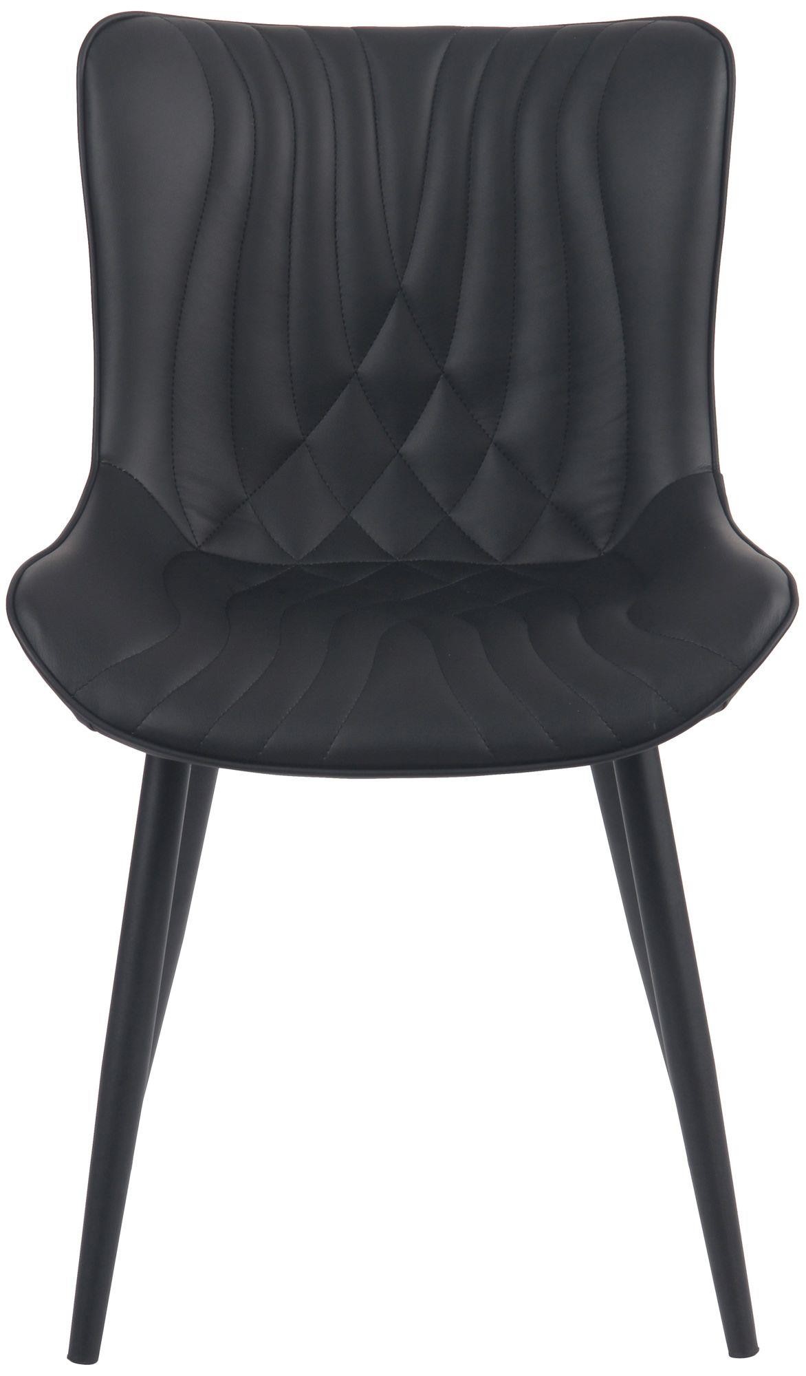 Silla de Confidente KIMET, Grueso Acolchado, Patas Metálicas, en Piel color Negro