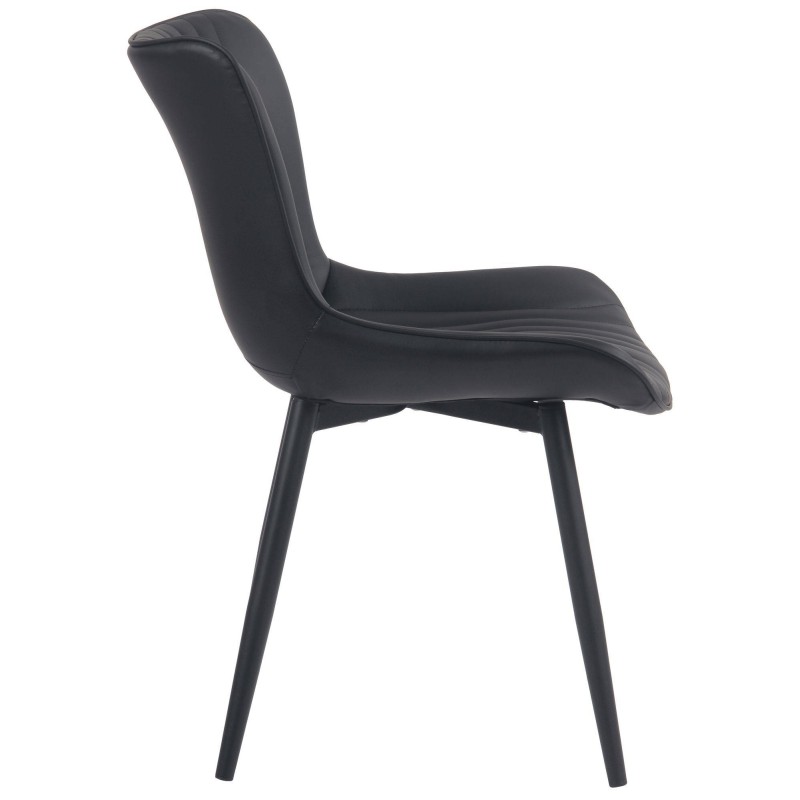 Silla de Confidente KIMET, Patas Metálicas, en Piel color Negro