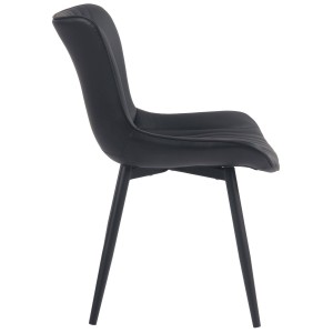 Silla de Confidente KIMET, Patas Metálicas, en Piel color Negro