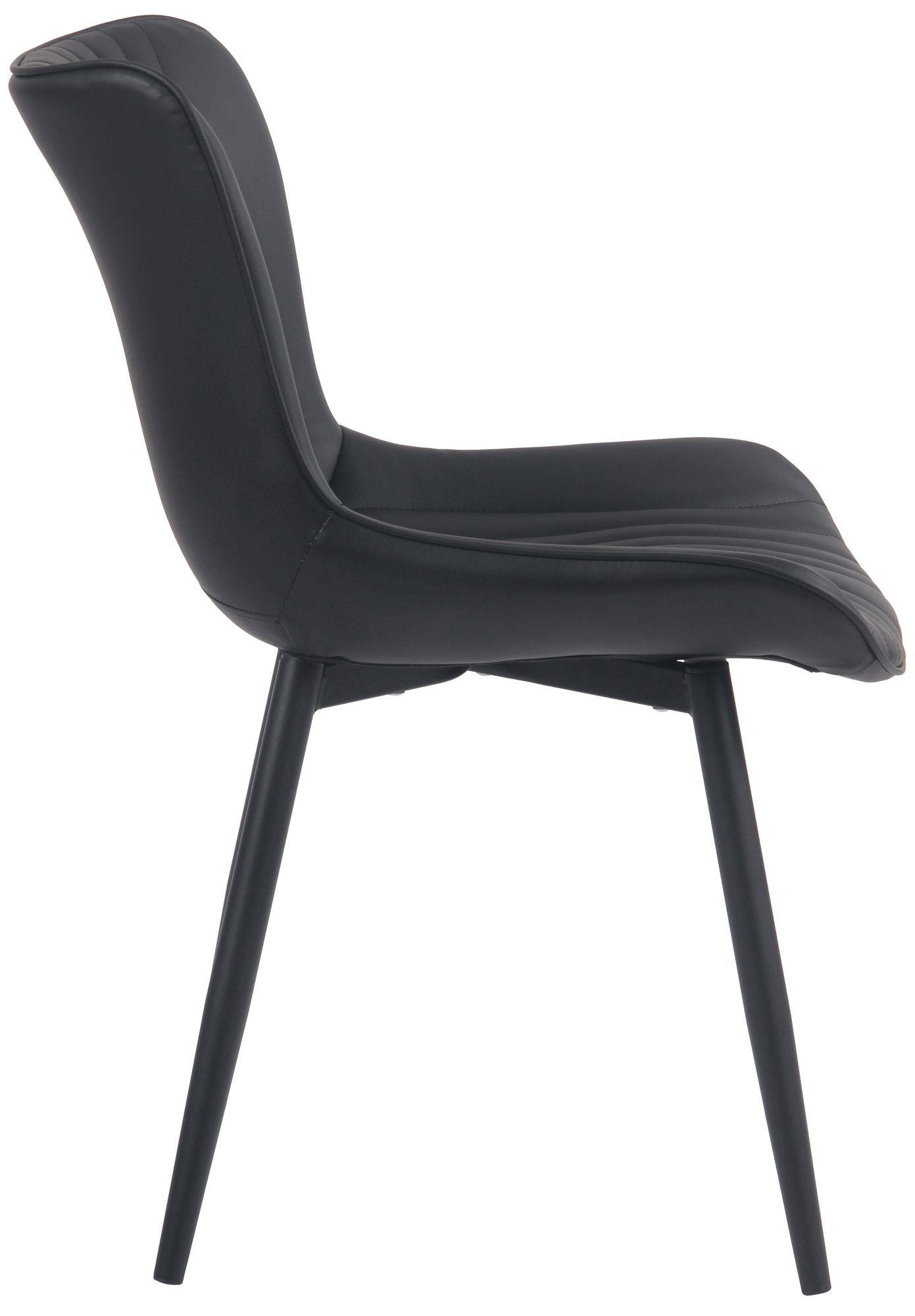 Silla de Confidente KIMET, Grueso Acolchado, Patas Metálicas, en Piel color Negro