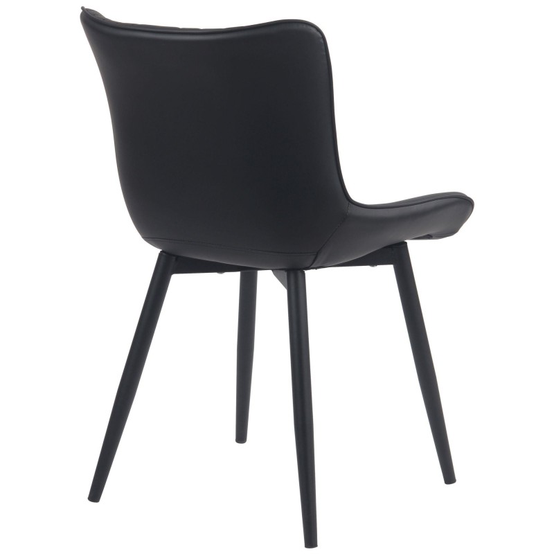 Silla de Confidente KIMET, Patas Metálicas, en Piel color Negro