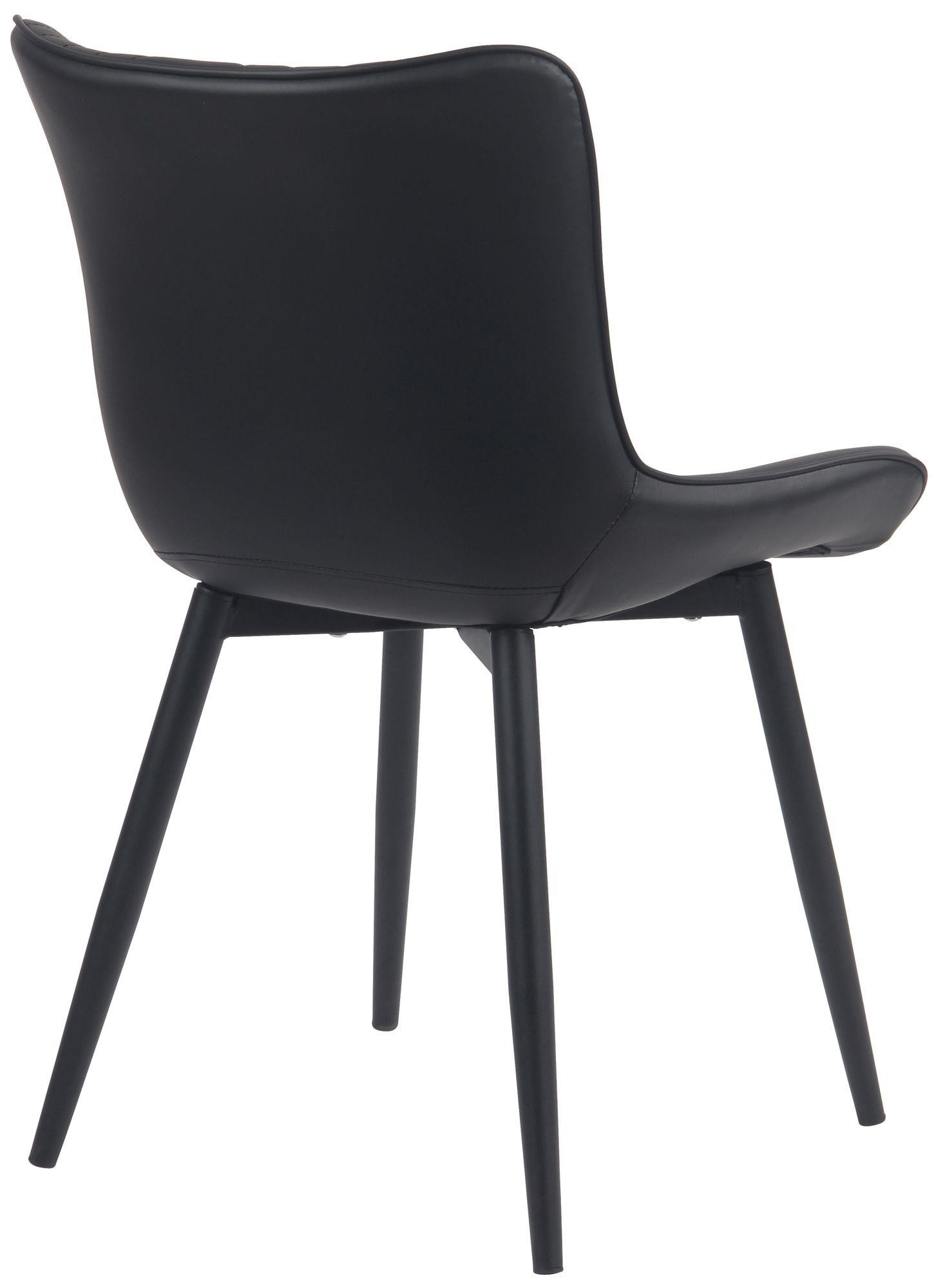 Silla de Confidente KIMET, Grueso Acolchado, Patas Metálicas, en Piel color Negro