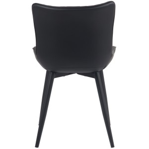 Silla de Confidente KIMET, Patas Metálicas, en Piel color Negro