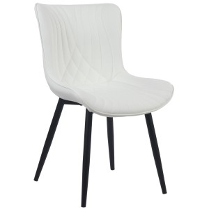 Silla de Confidente KIMET, Patas Metálicas, en Piel color Negro
