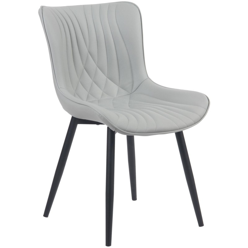 Silla de Confidente KIMET, Patas Metálicas, en Piel color Negro
