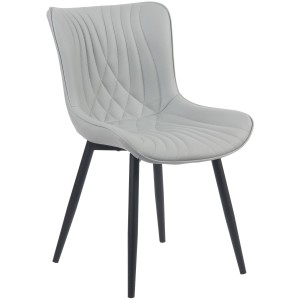 Silla de Confidente KIMET, Patas Metálicas, en Piel color Negro
