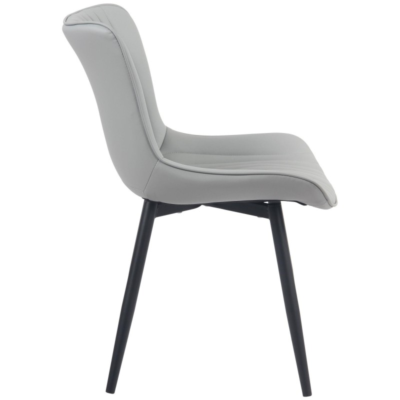 Silla de Confidente KIMET, Patas Metálicas, en Piel color Negro