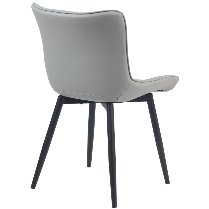 Silla de Confidente KIMET, Patas Metálicas, en Piel color Negro