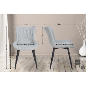 Silla de Confidente KIMET, Patas Metálicas, en Piel color Negro
