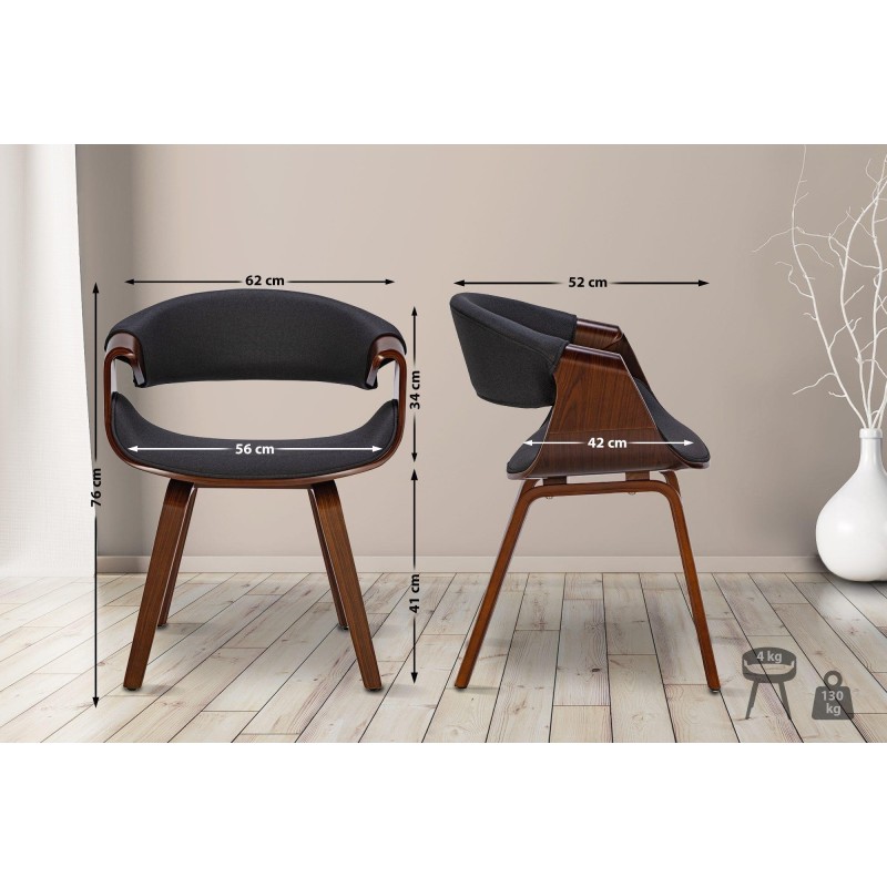 Silla de Confidente MARGOT, marco de madera, color negro