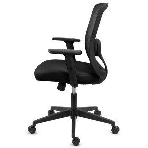 Silla de Oficina VESPA, Soporte Lumbar, Malla y Tela Negra