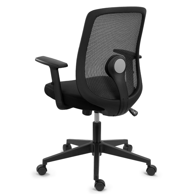 Silla de Oficina VESPA, Soporte Lumbar, Malla y Tela Negra