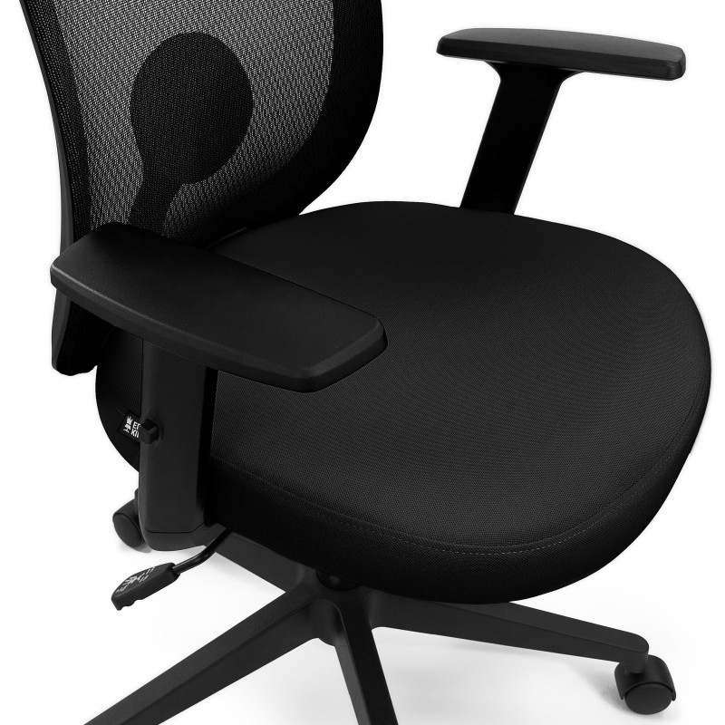 Silla de Oficina VESPA, Soporte Lumbar, Malla y Tela Negra