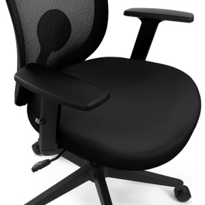 Silla de Oficina VESPA, Soporte Lumbar, Malla y Tela Negra