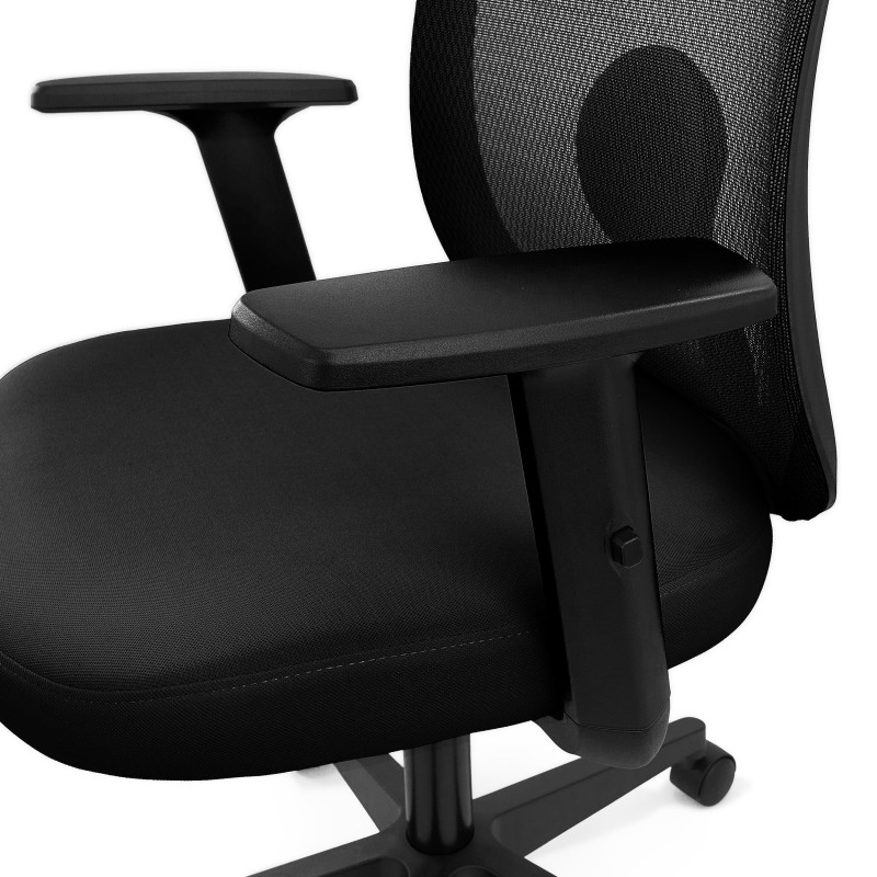 Silla de Oficina VESPA, Soporte Lumbar, Malla y Tela Negra