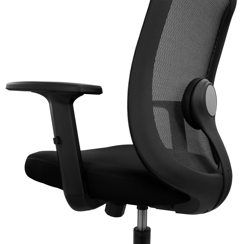Silla de Oficina VESPA, Soporte Lumbar, Malla y Tela Negra